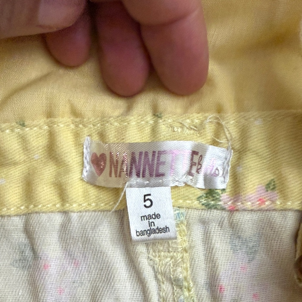 Nannette Kids Yellow Floralshorts Kids Overalls Size 5 - Picture 3 of 4